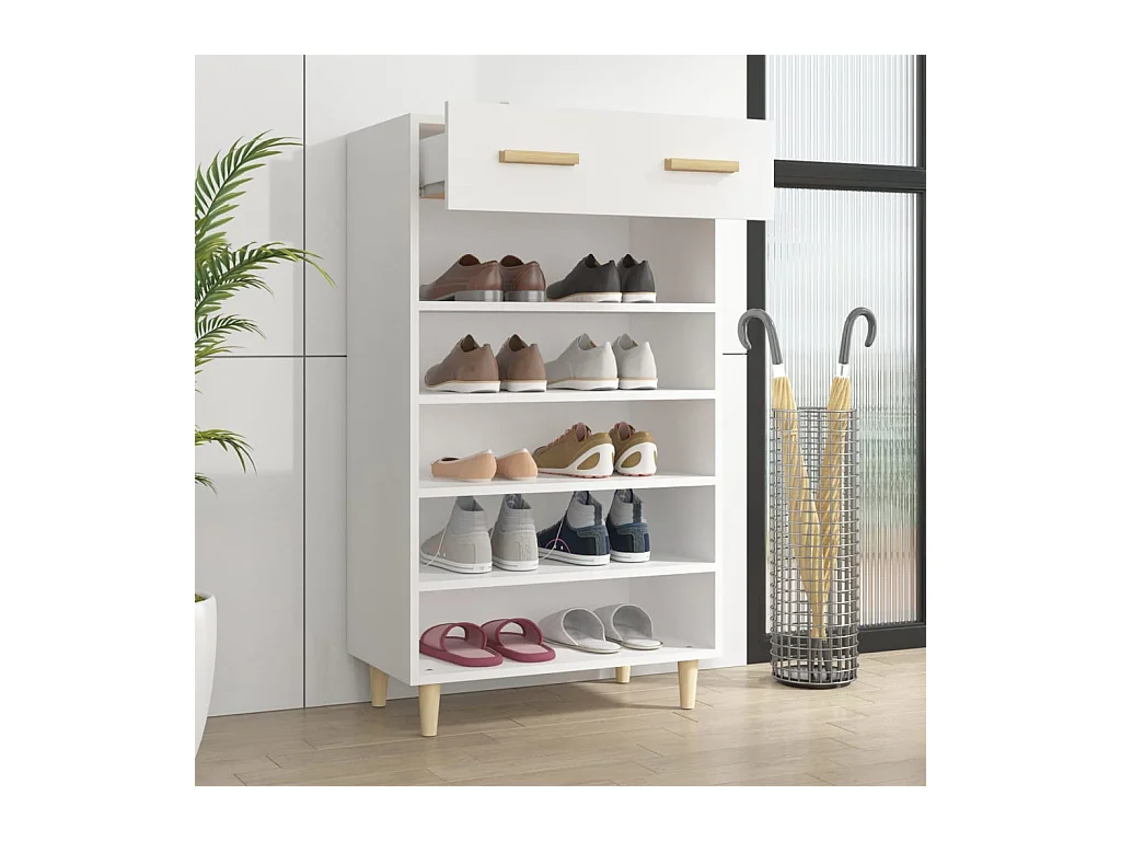 Armoire à chaussures Blanc 60x35x105 cm Bois d'ingénierie