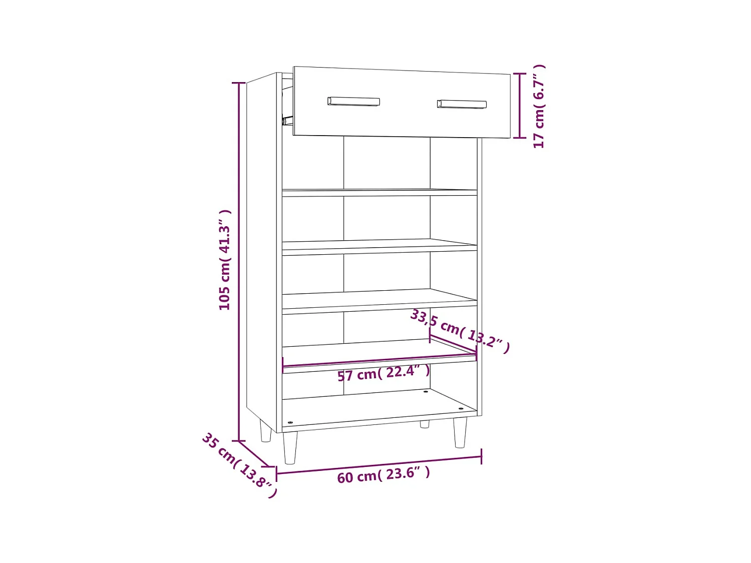 Armoire à chaussures Blanc 60x35x105 cm Bois d'ingénierie