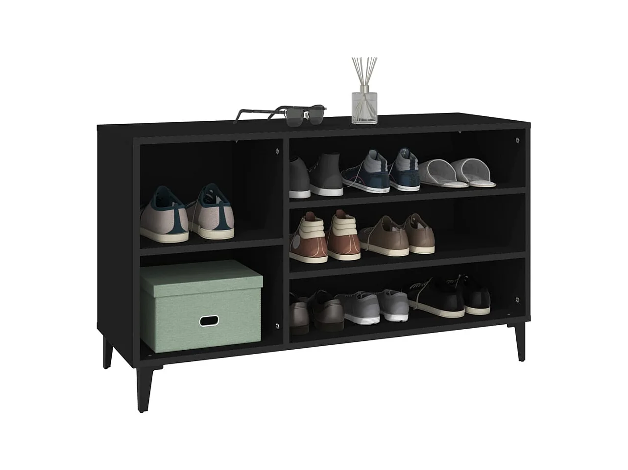 Zwarte schoenenkast 102x36x60 cm Technisch hout