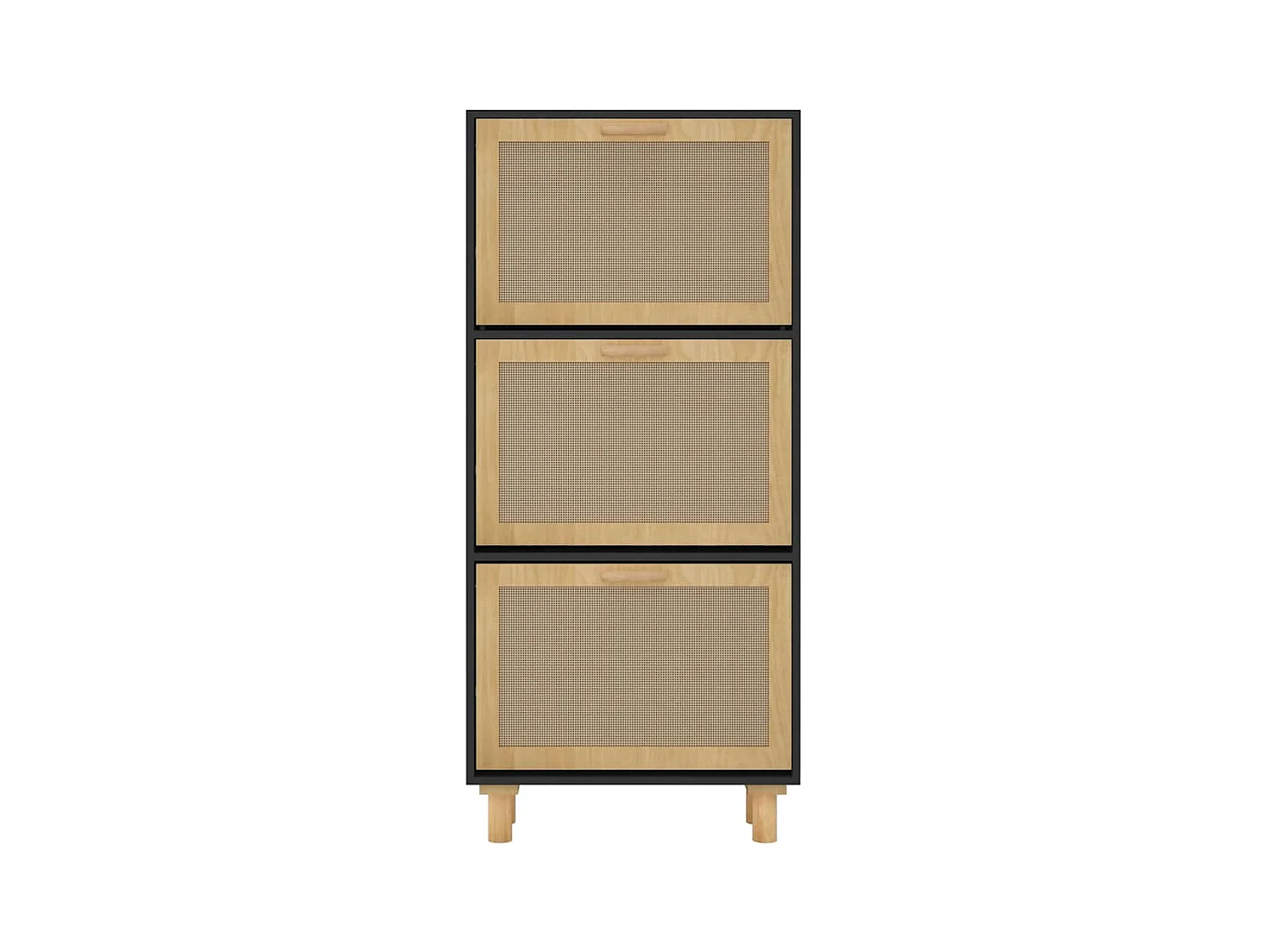 Zwarte schoenenkast 52x25x115 cm Technisch hout/rotan