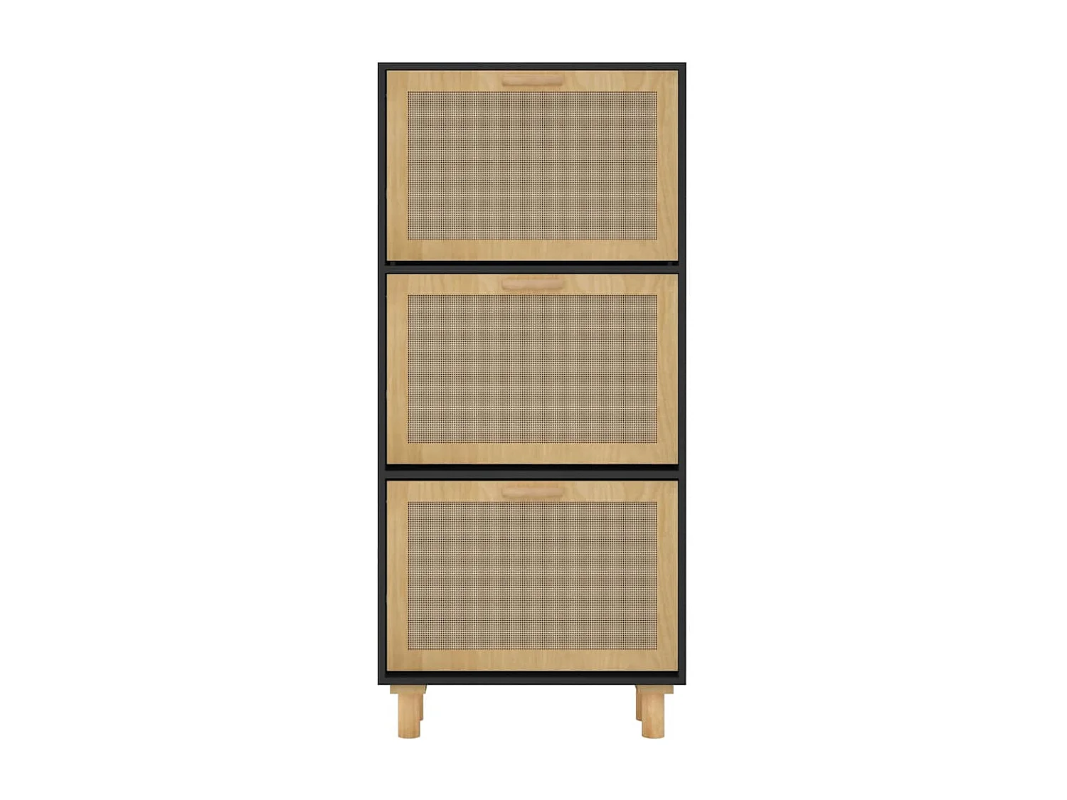 Armoire à chaussures Noir 52x25x115 cm Bois d'ingénierie/rotin