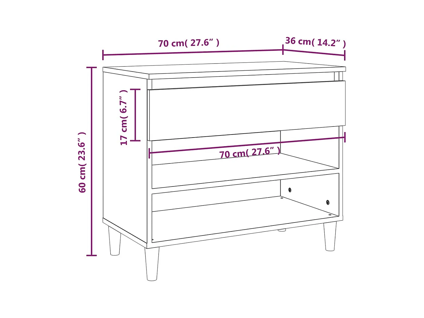 Armoire à chaussures Blanc 70x36x60 cm Bois d'ingénierie