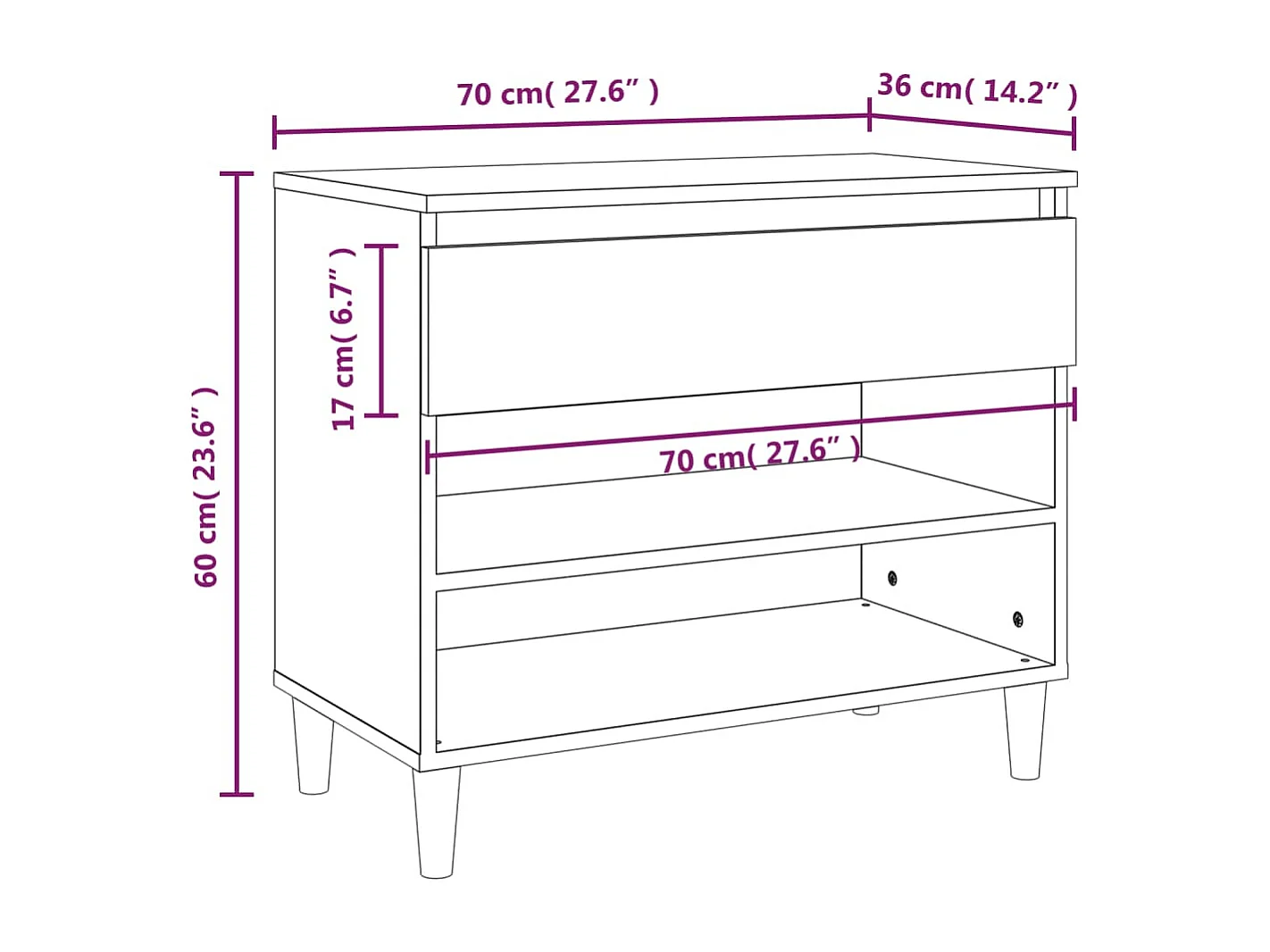 Zapatero blanco 70x36x60 cm Madera contrachapada