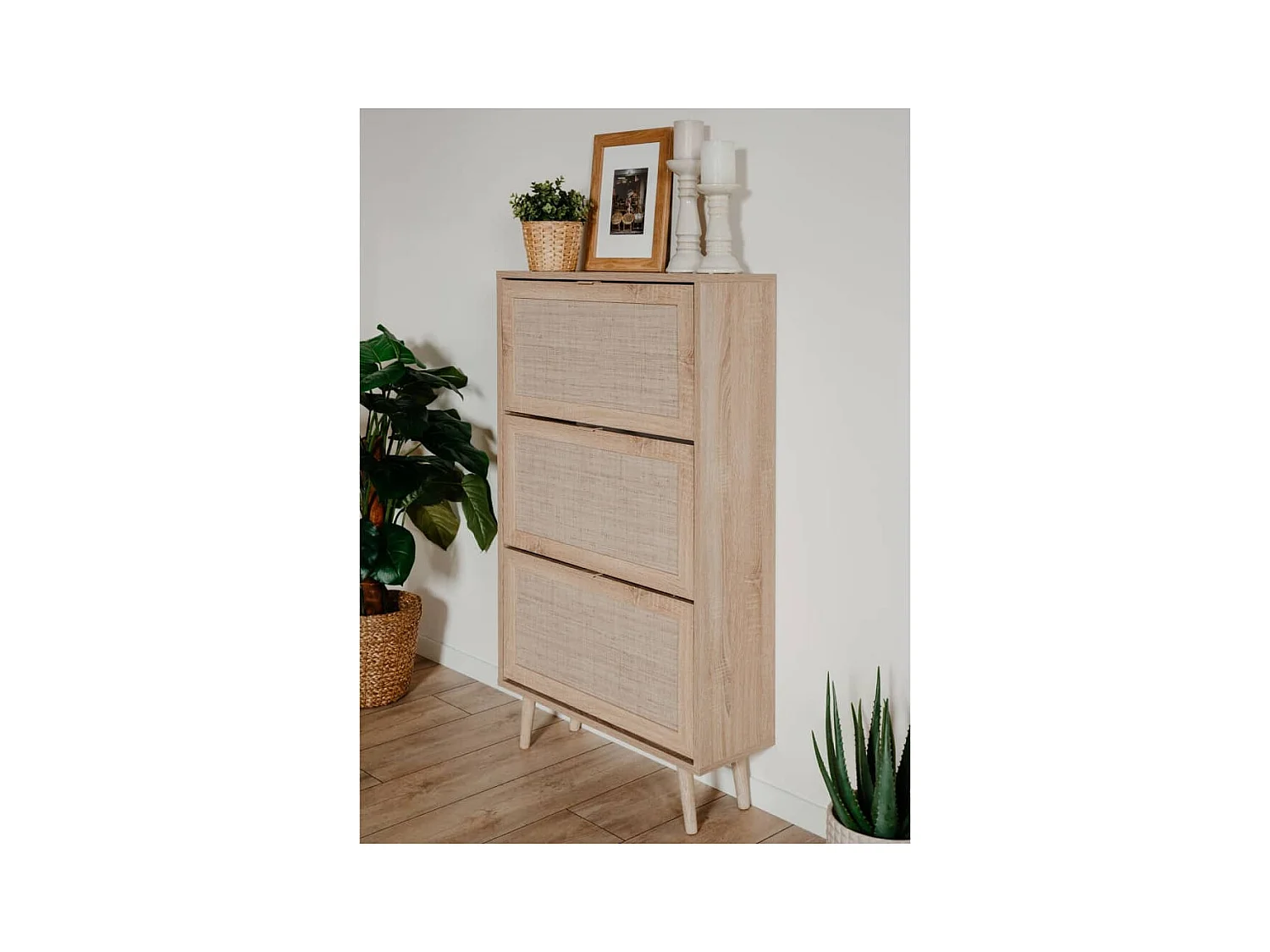 Armoire à chaussures Chêne sonoma/ impression de canne