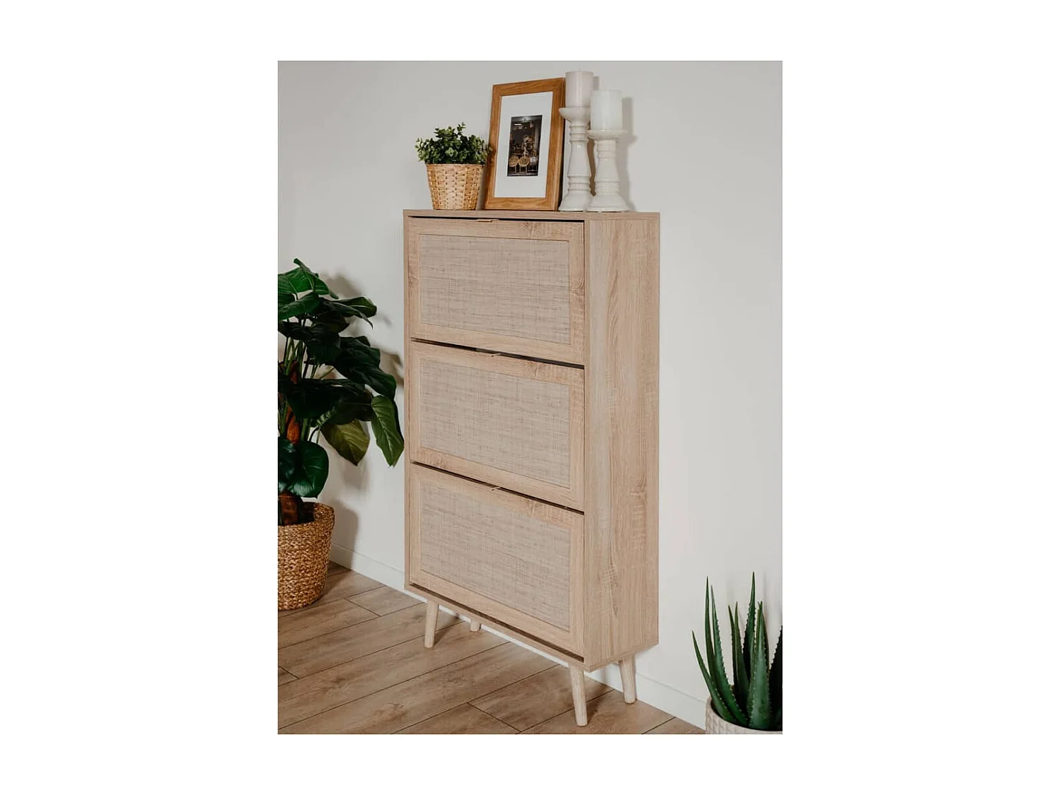 Armoire à chaussures Chêne sonoma/ impression de canne