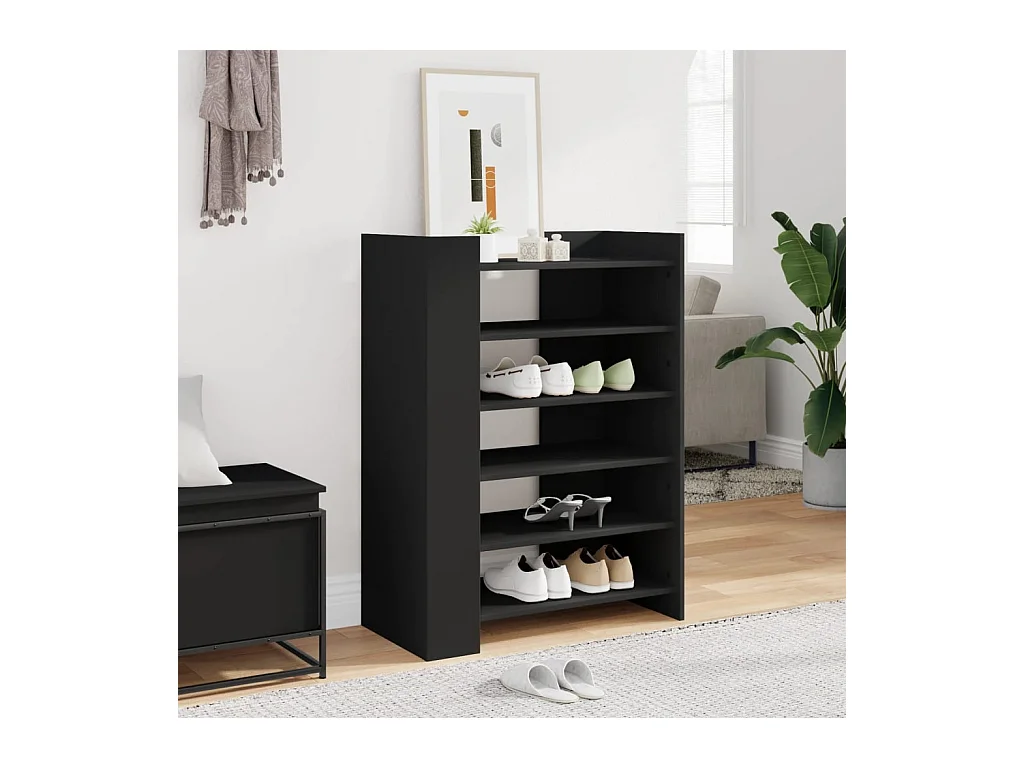 Armoire à chaussures noir 74,5x37,5x100 cm bois d'ingénierie