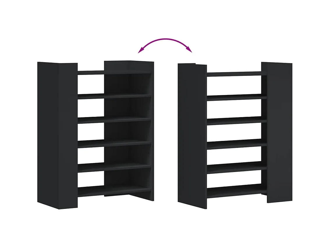 Armoire à chaussures noir 74,5x37,5x100 cm bois d'ingénierie