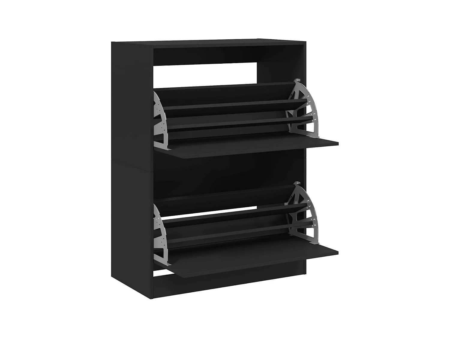 Scarpiera con 2 cassetti pieghevoli, nero, 80x42x108 cm