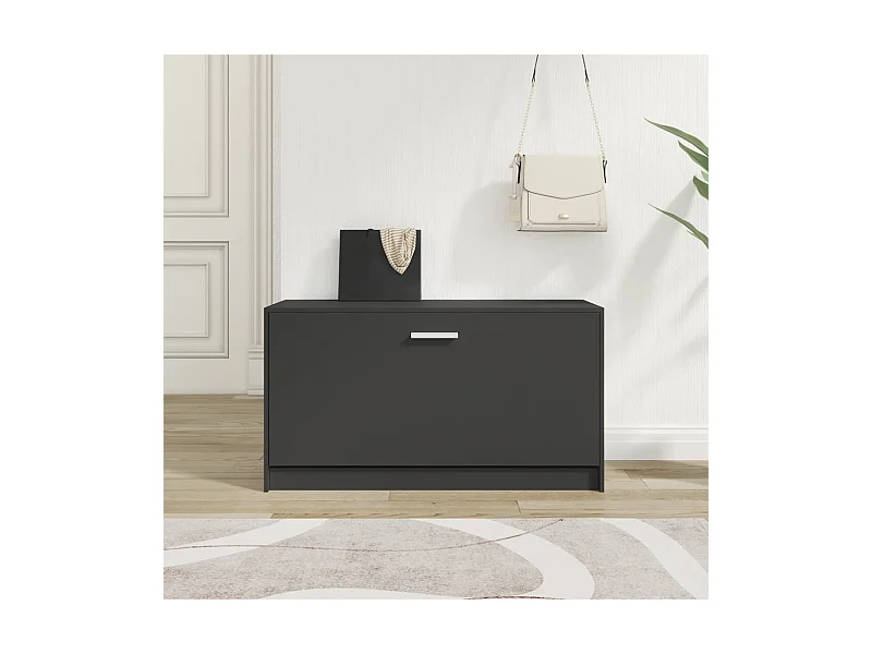 Banc à chaussures Noir 80x24x45 cm Bois d'ingénierie