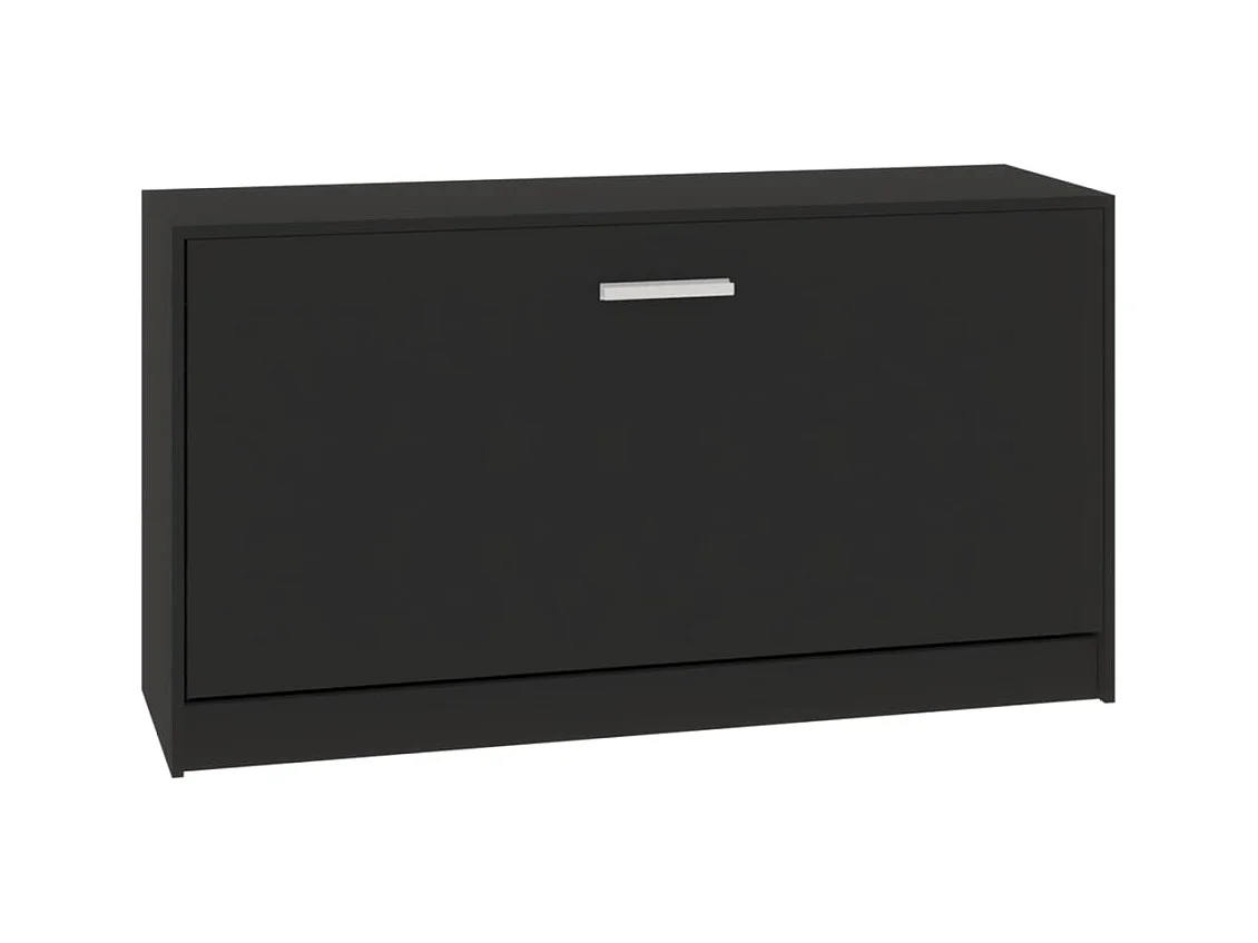 Panca portascarpe nera 80x24x45 cm in legno ingegnerizzato