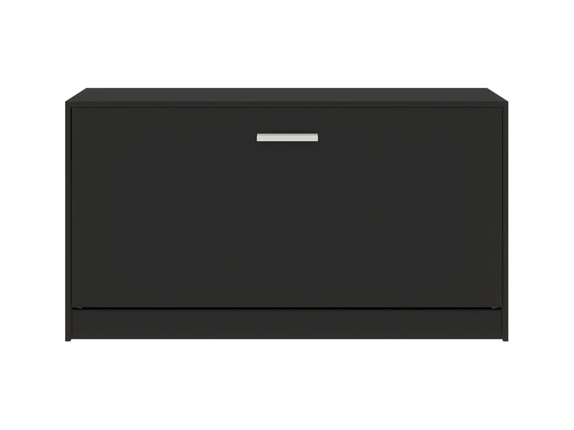 Panca portascarpe nera 80x24x45 cm in legno ingegnerizzato