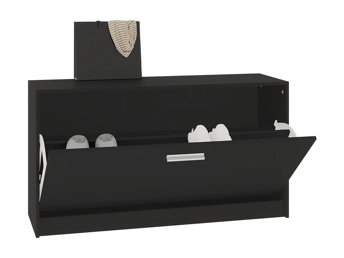 Banco zapatero negro 80x24x45 cm Madera de ingeniería