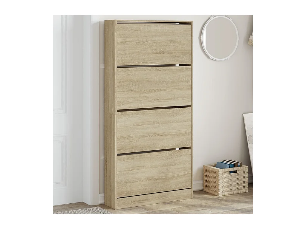 Armoire à chaussures 4 tiroirs rabattables chêne sonoma