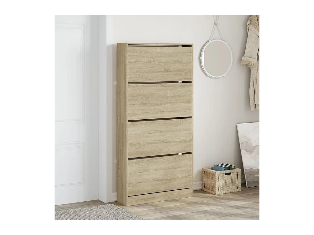 Armoire à chaussures 4 tiroirs rabattables chêne sonoma