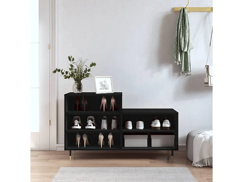 Zapatero negro 102x36x60 cm Madera contrachapada