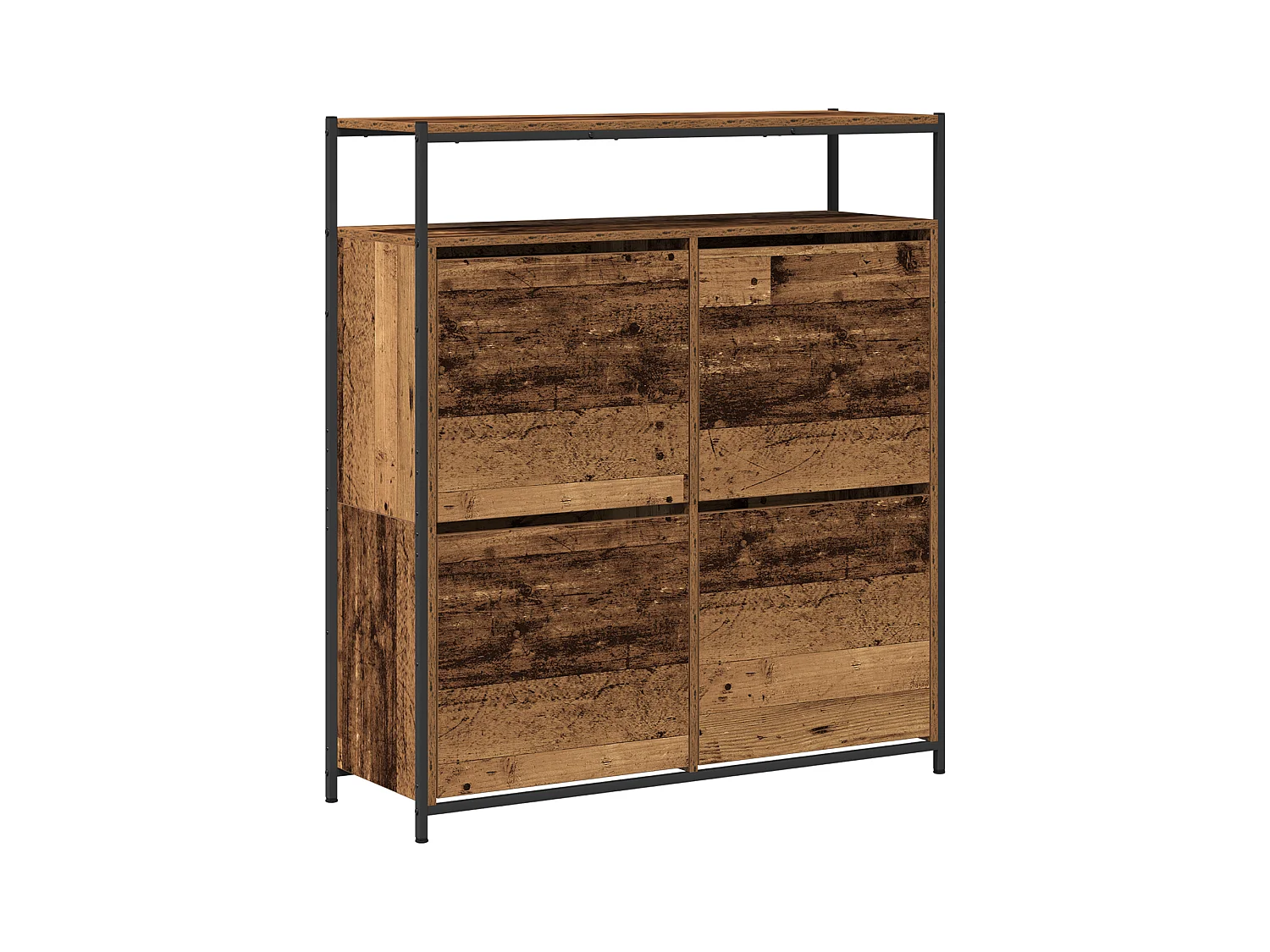 Cabinet à chaussures avec 4 tiroirs à rabat en bois ancien 100x34x112 cm