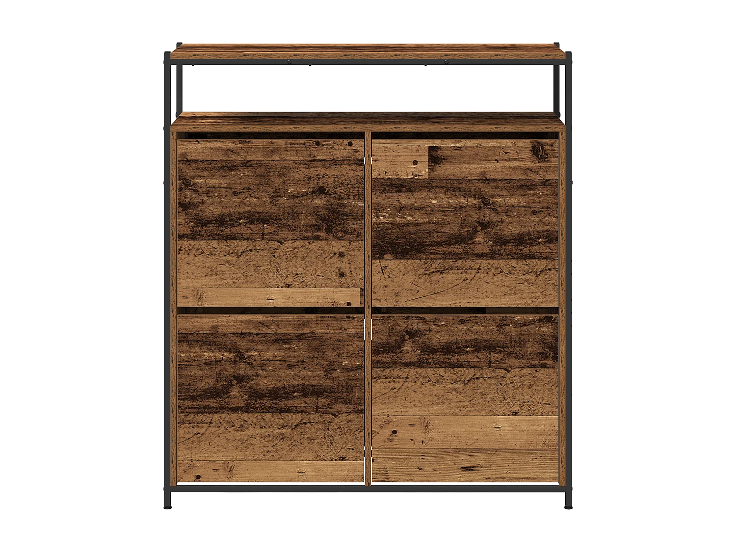 Cabinet à chaussures avec 4 tiroirs à rabat en bois ancien 100x34x112 cm