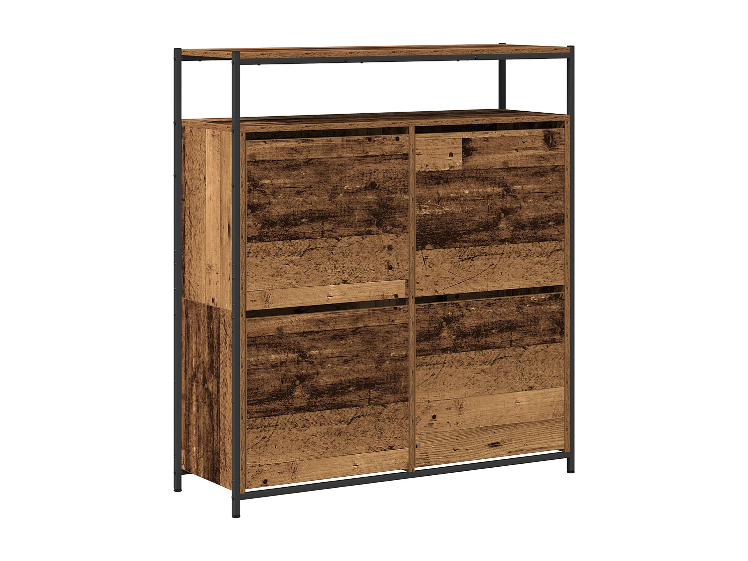 Cabinet à chaussures avec 4 tiroirs à rabat en bois ancien 100x34x112 cm