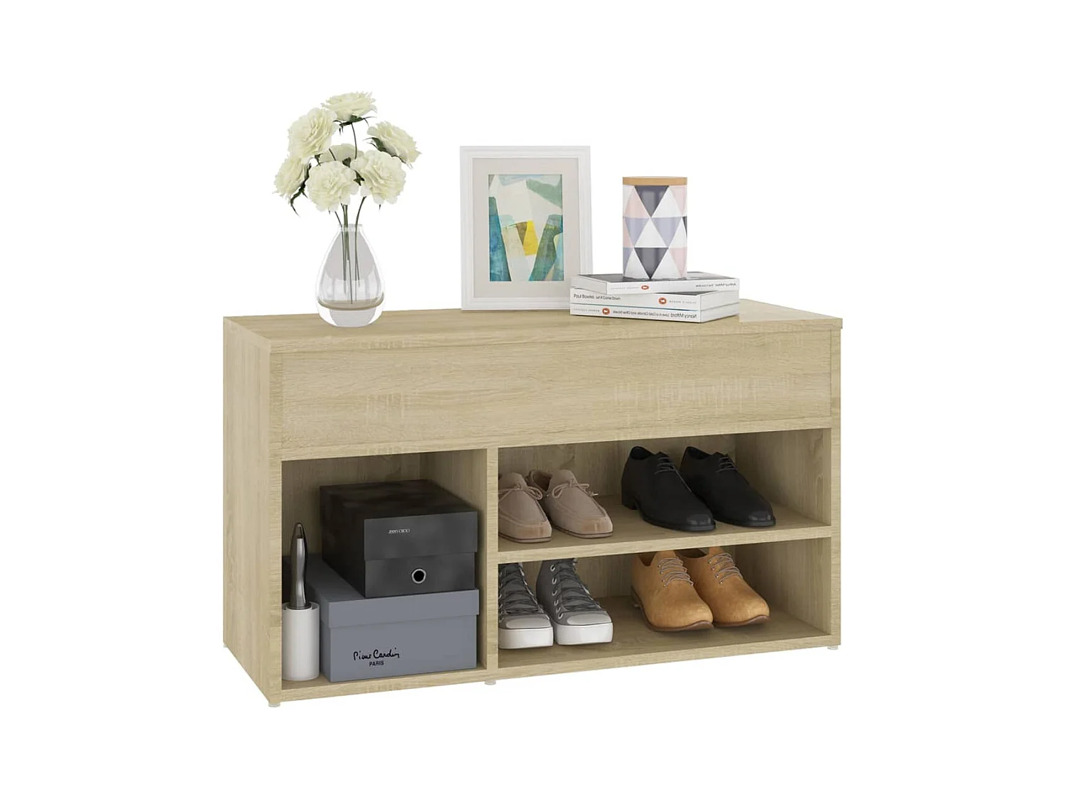 Panca portascarpe in rovere Sonoma 80x30x45 cm in legno ingegnerizzato