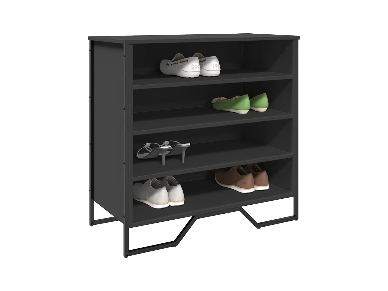 Armoire à chaussures noir 80x38x78 cm bois d'ingénierie