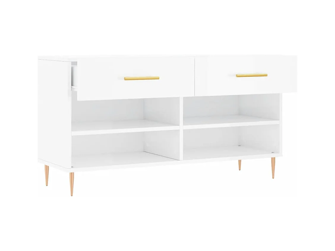 Schoenenbank wit hoogglans 102x35x55 cm bewerkt hout