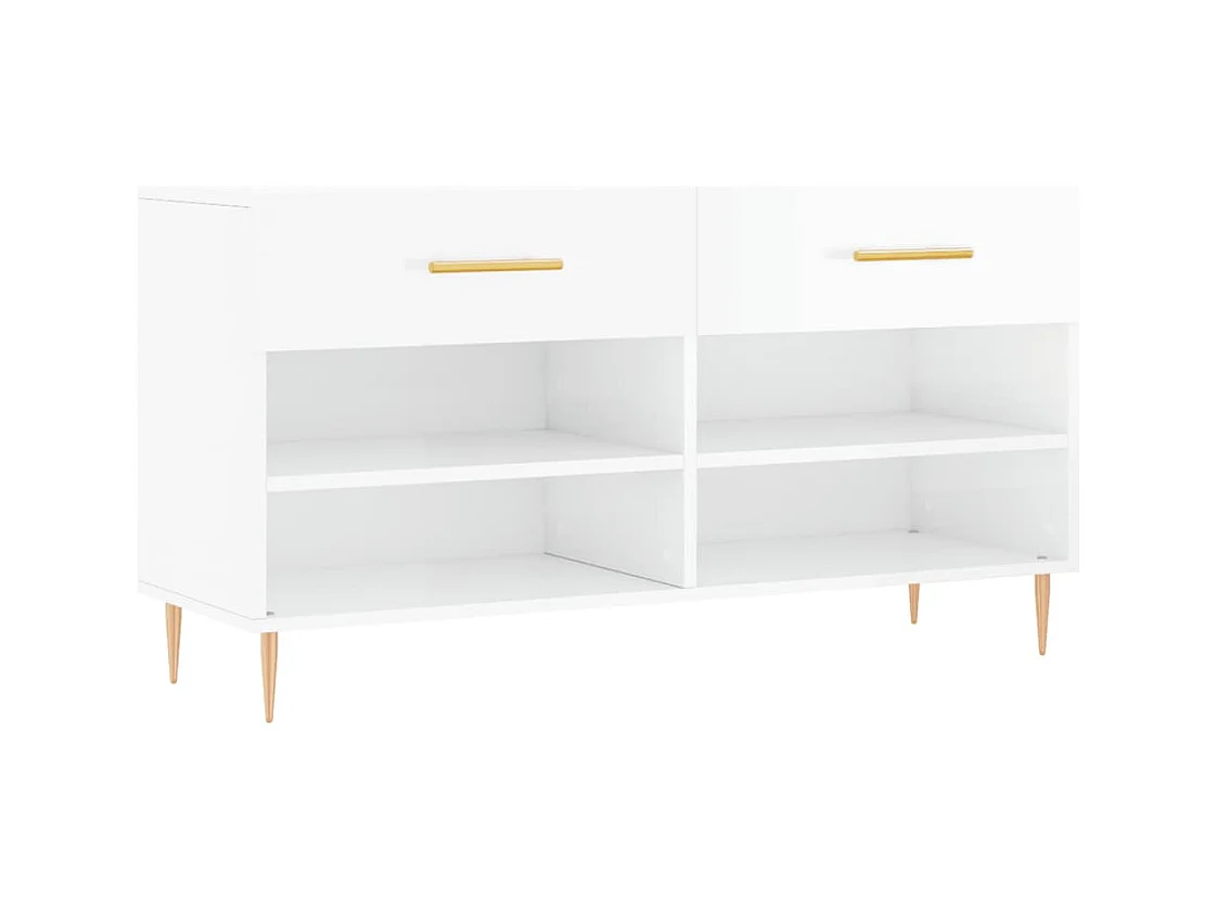 Schoenenbank wit hoogglans 102x35x55 cm bewerkt hout