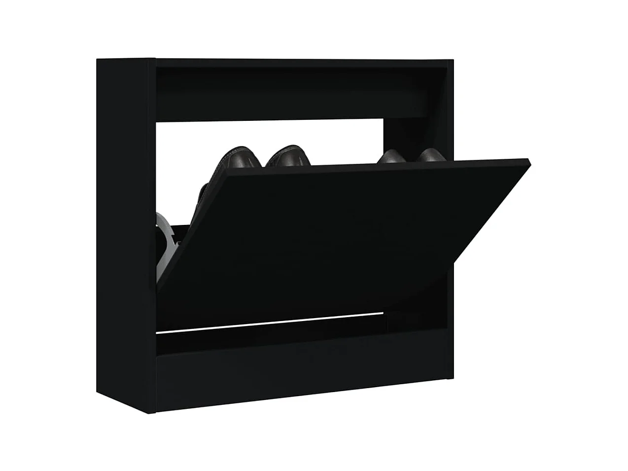 Zwarte schoenenkast 60x21x57 cm bewerkt hout