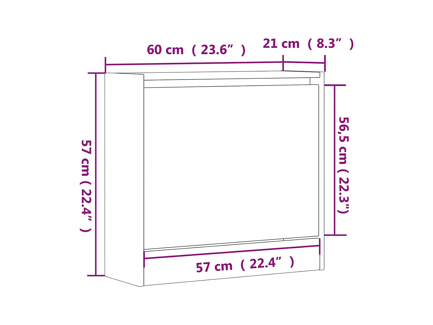 Zwarte schoenenkast 60x21x57 cm bewerkt hout