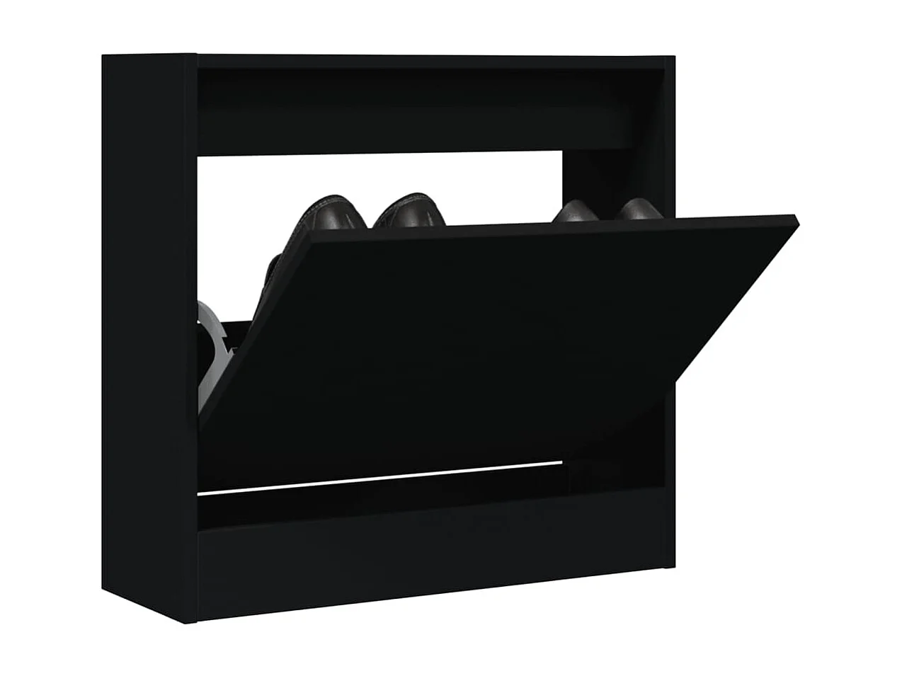 Armoire à chaussures noir 60x21x57 cm bois d'ingénierie