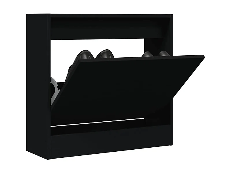 Armoire à chaussures noir 60x21x57 cm bois d'ingénierie