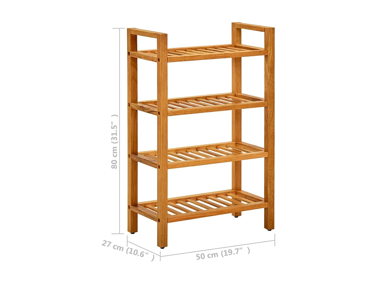 Zapatero de 4 niveles 50x27x80 cm Roble macizo