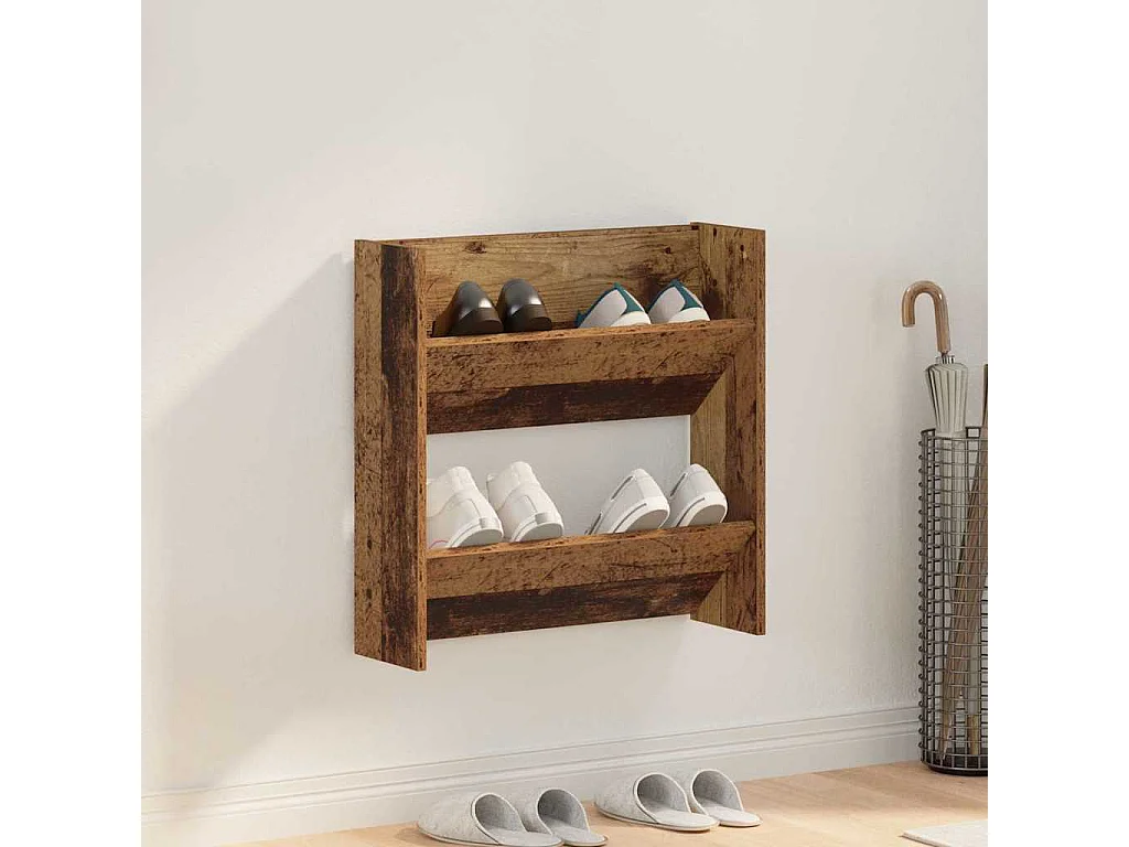 Cabinets à chaussures muraux Vieux bois 60 x 18 x 60 cm