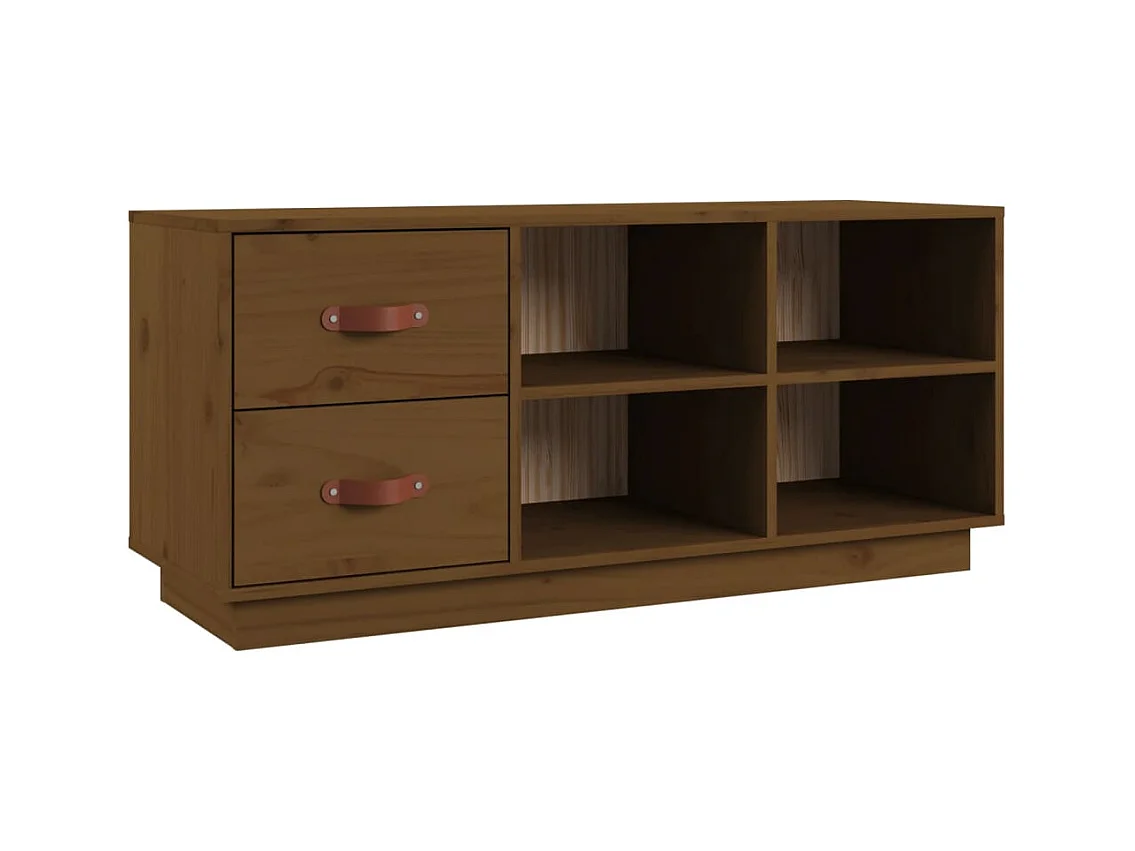 Panca portascarpe color miele 100x34x45 cm in legno massello di pino