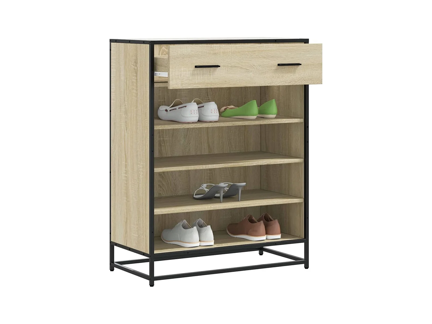 Armoire à chaussures chêne sonoma bois d'ingénierie et métal