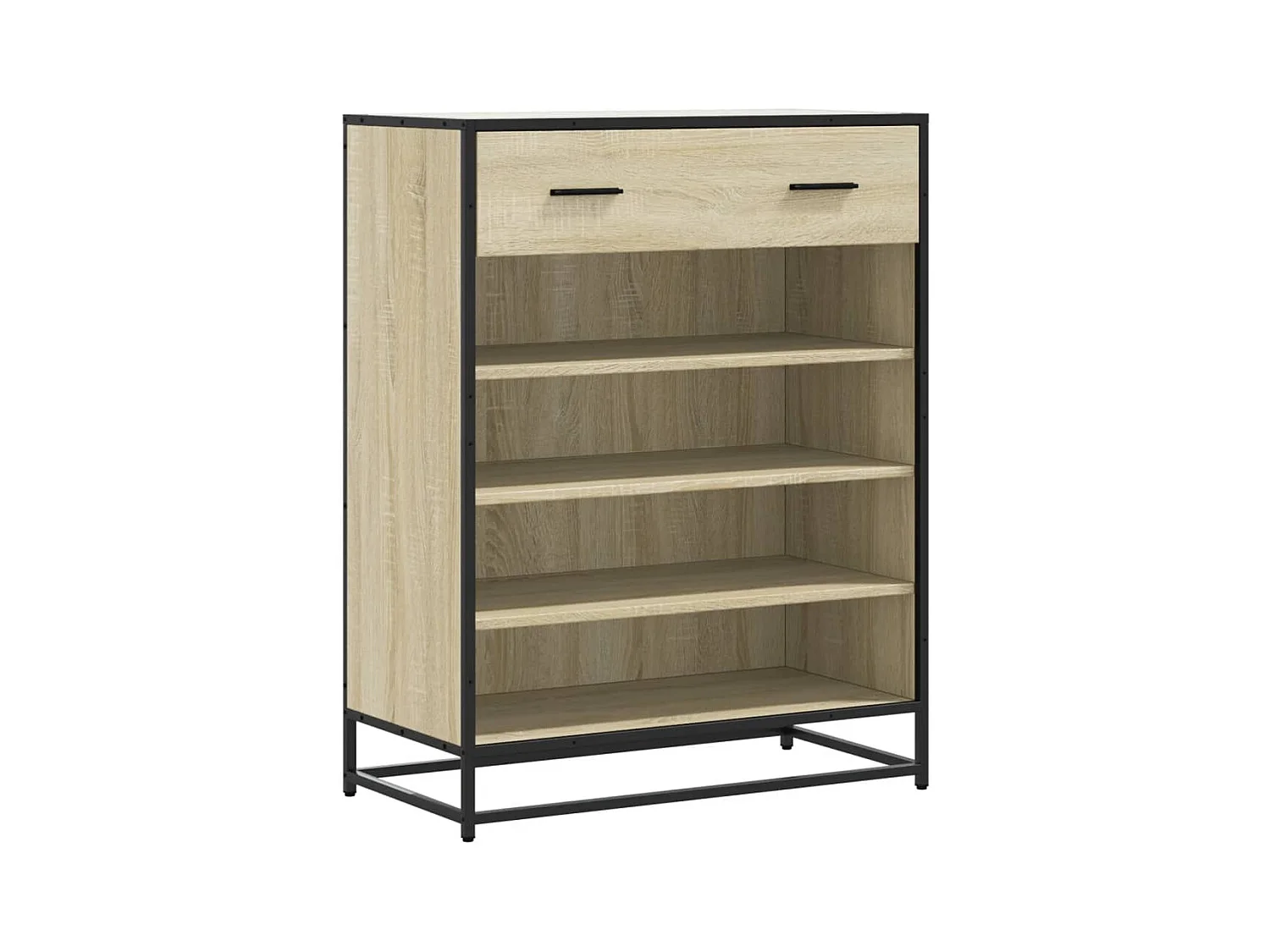 Armoire à chaussures chêne sonoma bois d'ingénierie et métal