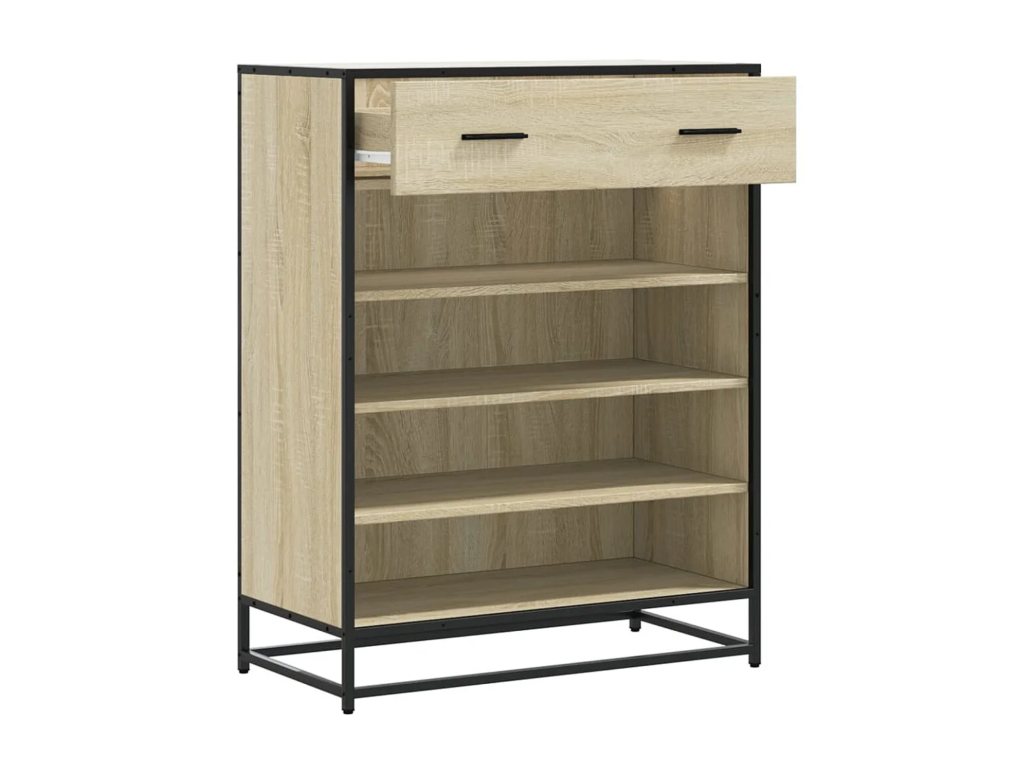 Armoire à chaussures chêne sonoma bois d'ingénierie et métal