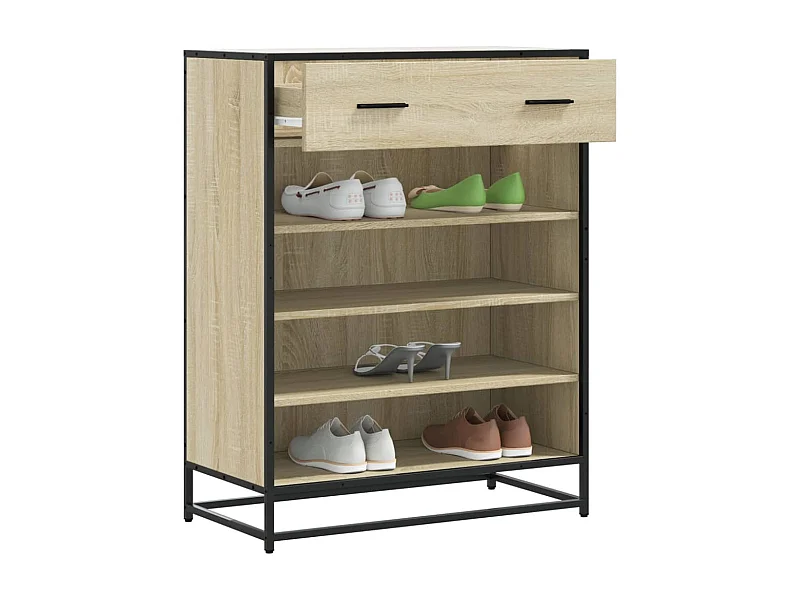 Armoire à chaussures chêne sonoma bois d'ingénierie et métal