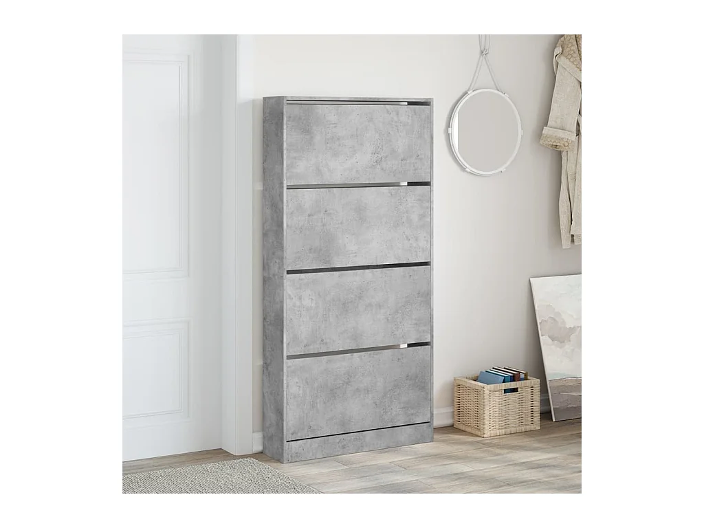 Zapatero plegable de 4 cajones en gris hormigón