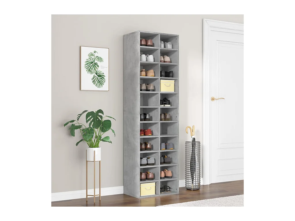 Armoire à chaussures gris béton 54x34x183 cm bois d'ingénierie