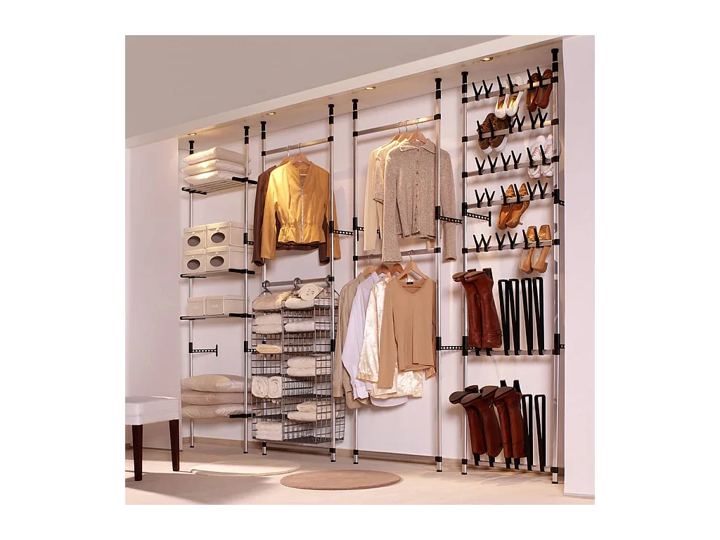 Étagère à chaussures télescopique avec barres Aluminium