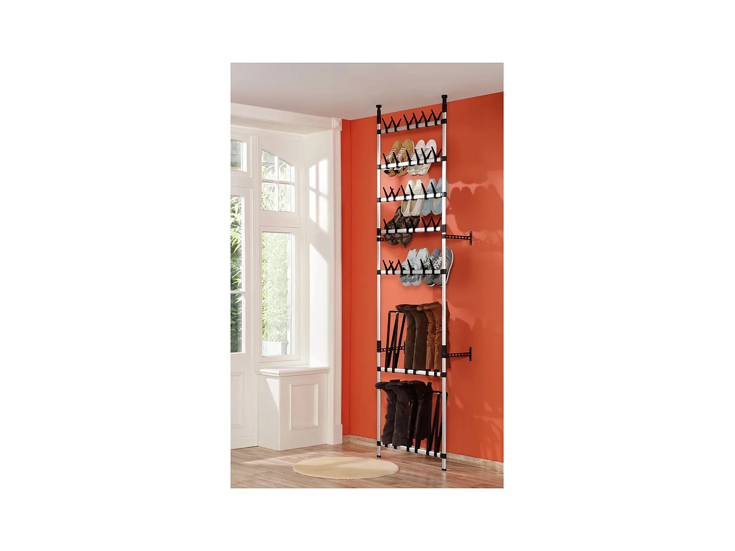 Étagère à chaussures télescopique avec barres Aluminium