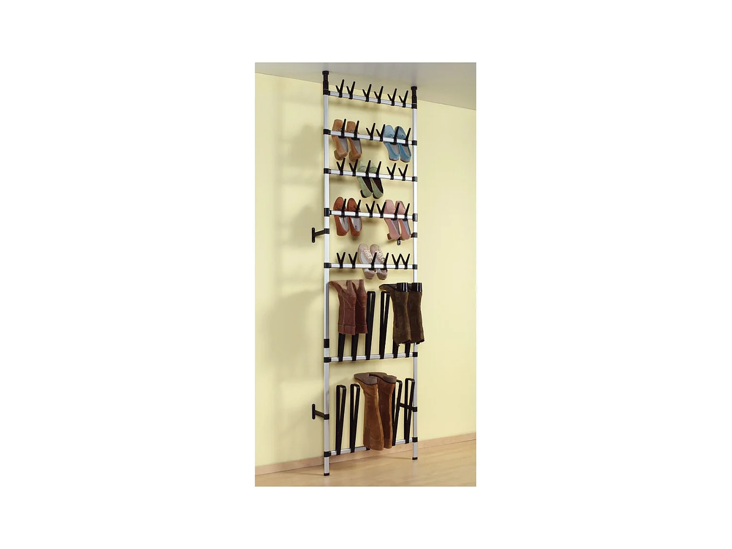 Étagère à chaussures télescopique avec barres Aluminium