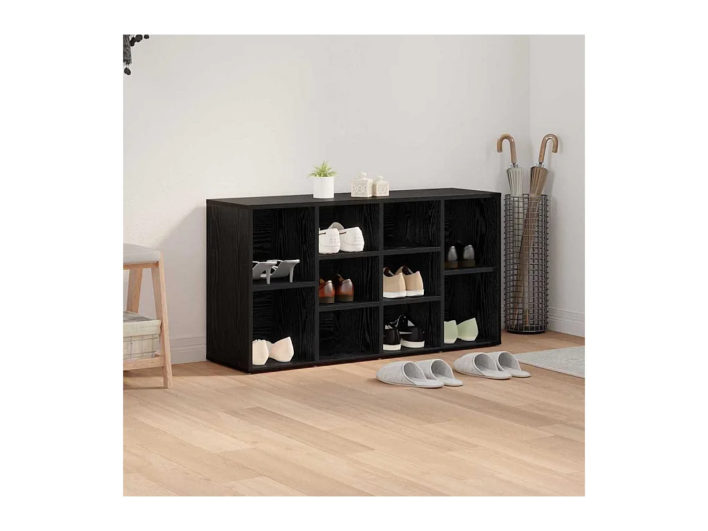 Banco zapatero de roble negro 103 x 30 x 55 cm Madera de ingeniería