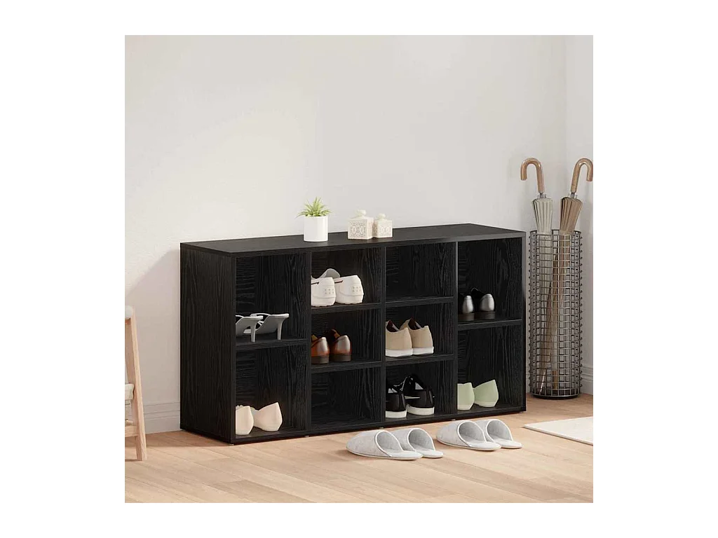 Banco zapatero de roble negro 103 x 30 x 55 cm Madera de ingeniería