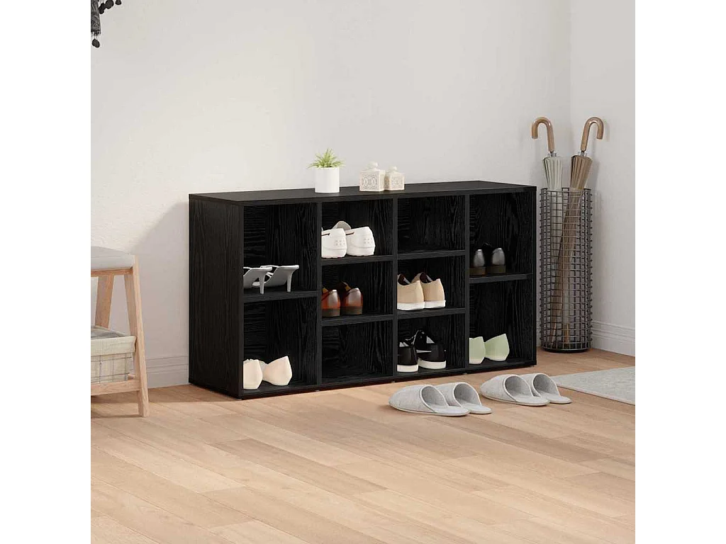 Banc à chaussures Chêne noir 103 x 30 x 55 cm Bois d'ingénierie