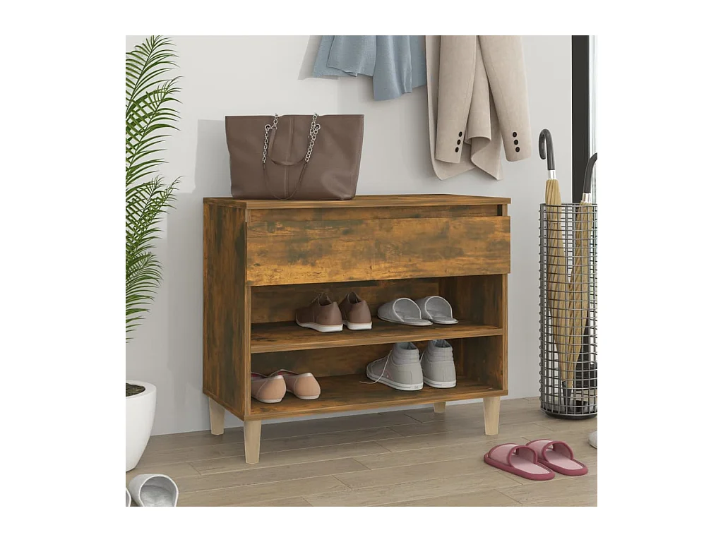 Armoire à chaussures Chêne fumé 70x36x60 cm Bois d'ingénierie