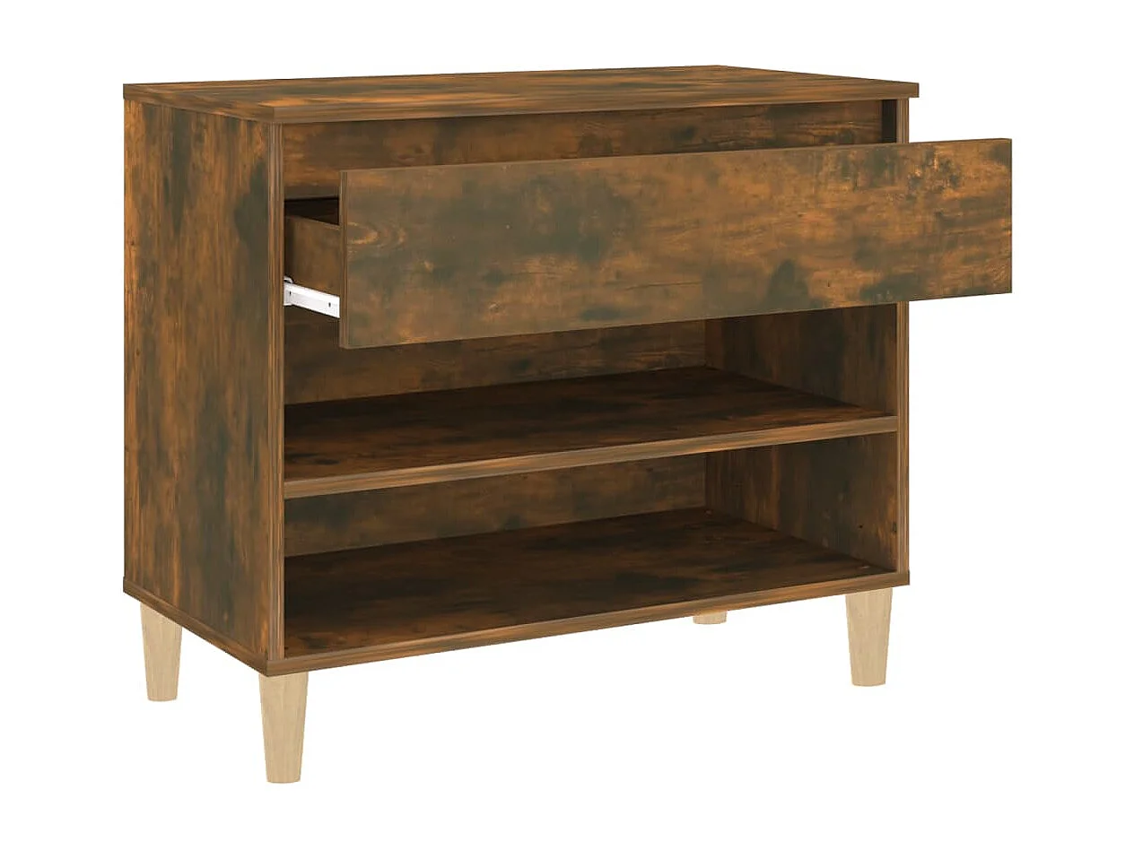 Schuhschrank aus geräucherter Eiche, 70 x 36 x 60 cm, Holzwerkstoff