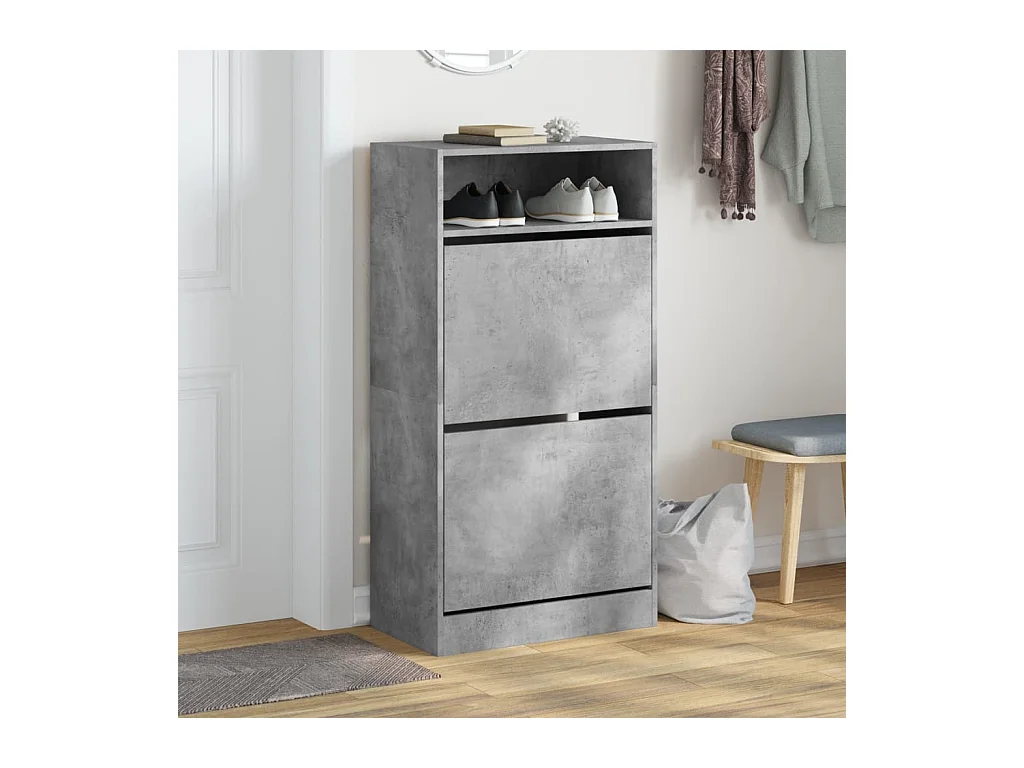 Scarpiera grigio cemento 60x34x116 cm in legno ingegnerizzato