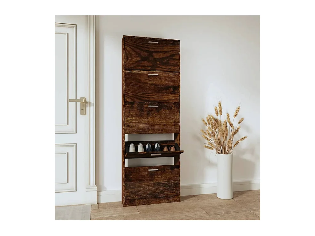 Armoire à chaussures Chêne fumé 59x17x169 cm Bois d'ingénierie