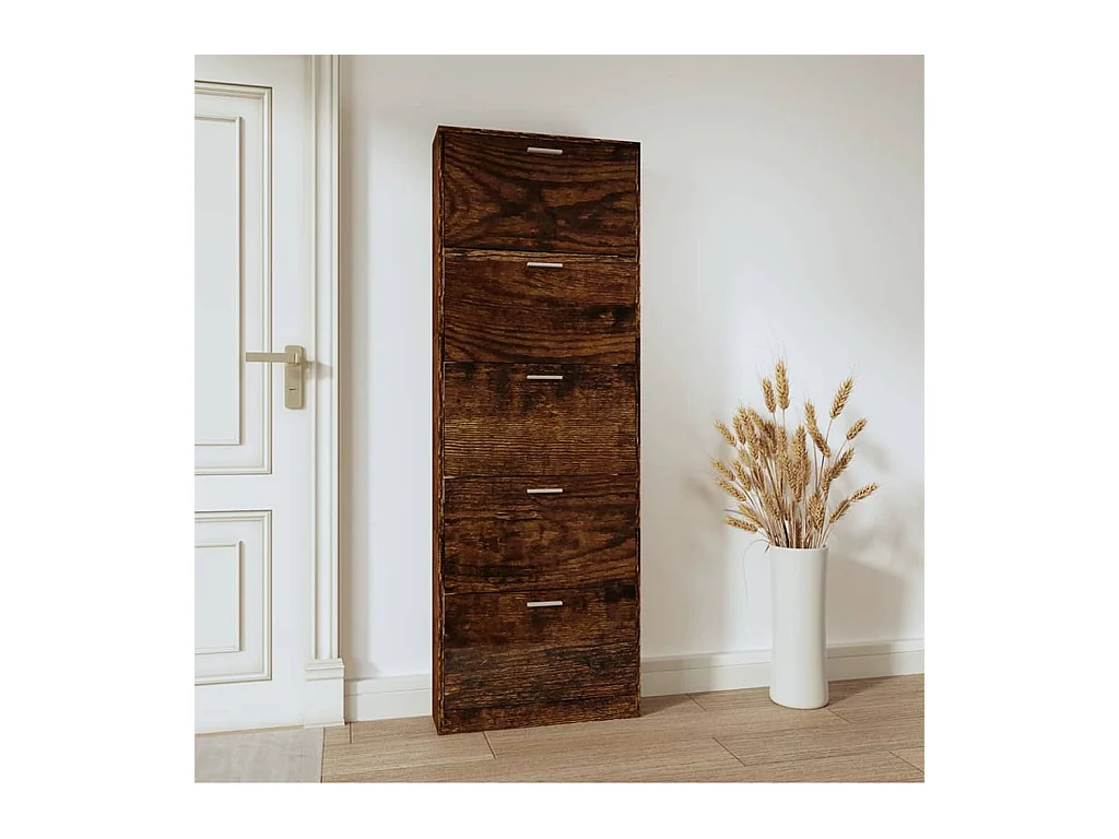 Armoire à chaussures Chêne fumé 59x17x169 cm Bois d'ingénierie